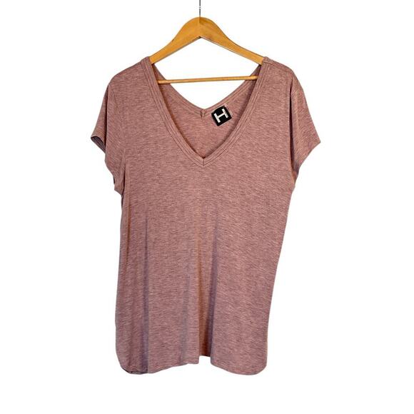 Nordstrom H by Bordeaux Women's Super Soft V-Neck Stretch Tee Size XL Pink Gray - Picture 2 of 9